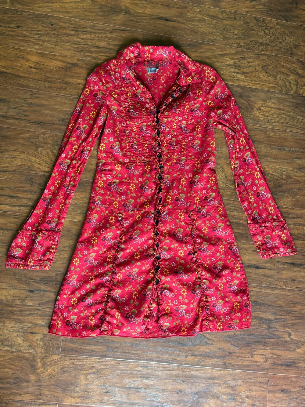 Vintage Free People Button Front Long Sleeve Floral Dress